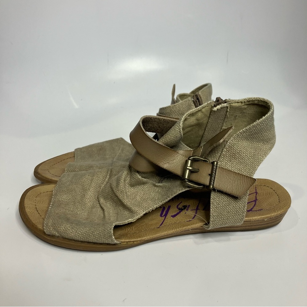 Blowfish Malibu balla peep toe sandals‎ canvas women’s size 8.5 casual neutral